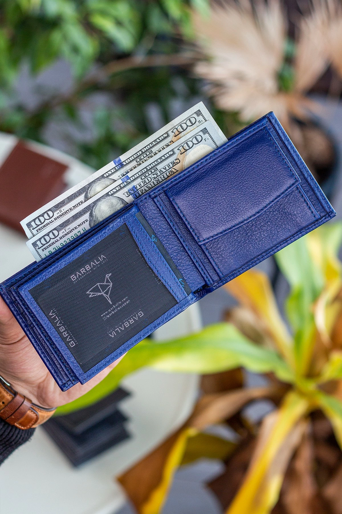Portofol për burra, lëkurë origjinale, ngjyrë navy blue, Liverpool, Zoozie Bags