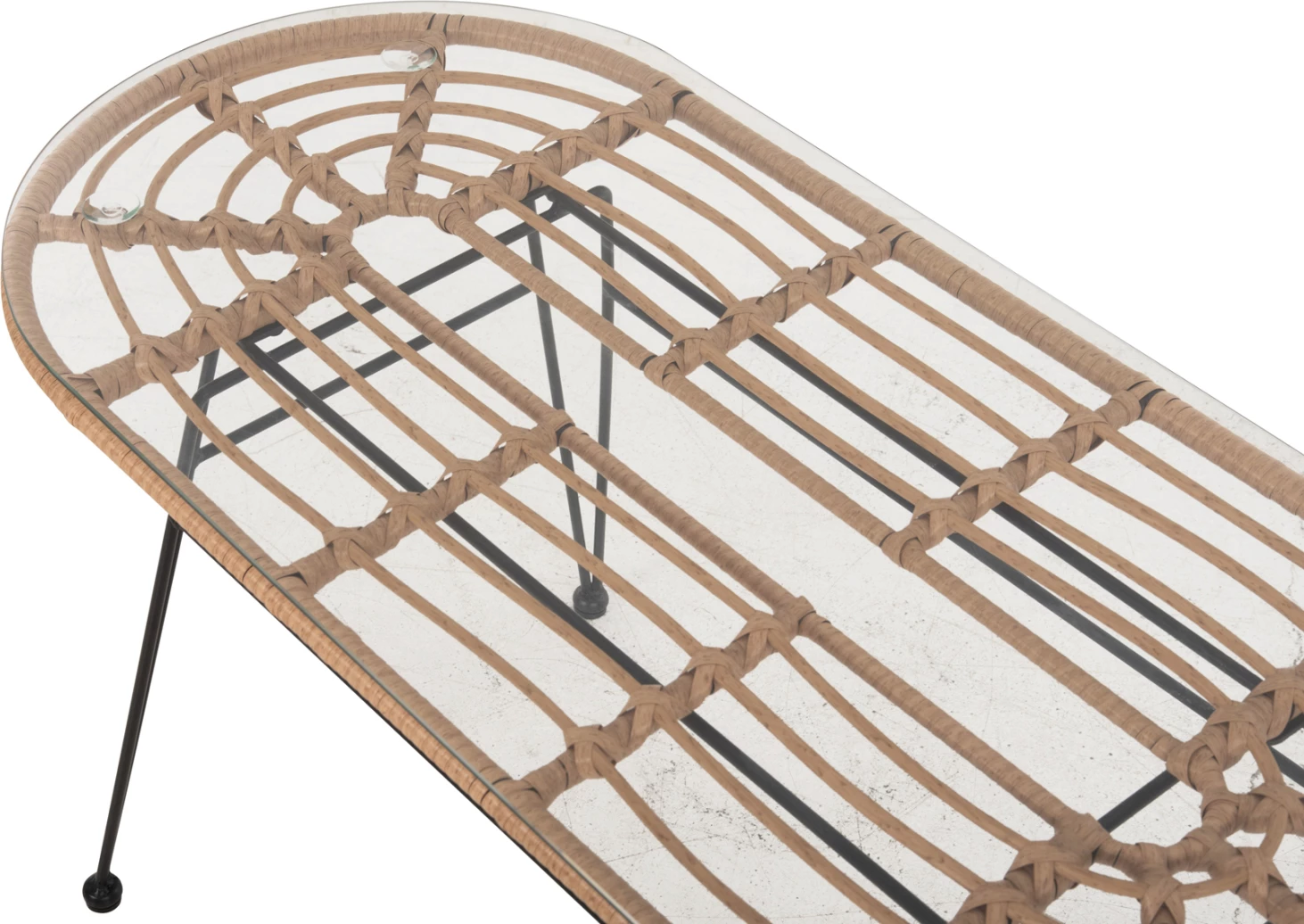 Tavolinë ovale për jashtë ALLEGRA FH5695.11, ngjyrë beix, metal i zi, 100x45x51,5H cm