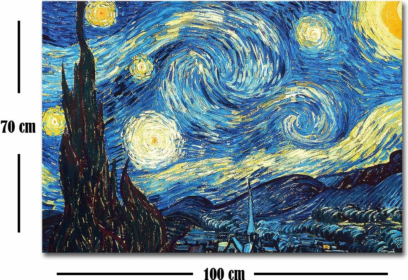 Pikturë dekorative në kanavacë, The Starry Night, shumëngjyrëshe, 70x100cm, Wallity 70100FAMOUSART-052