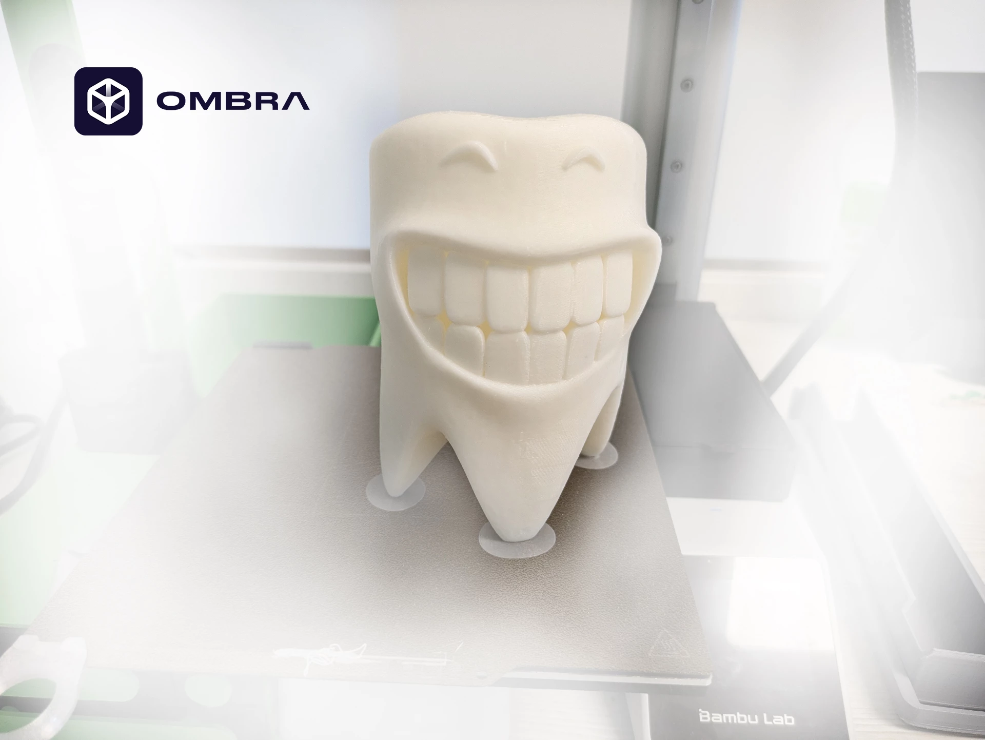 Mbajtëse e brushave për dhëmbë në formë buzëqeshjes, e bardhë