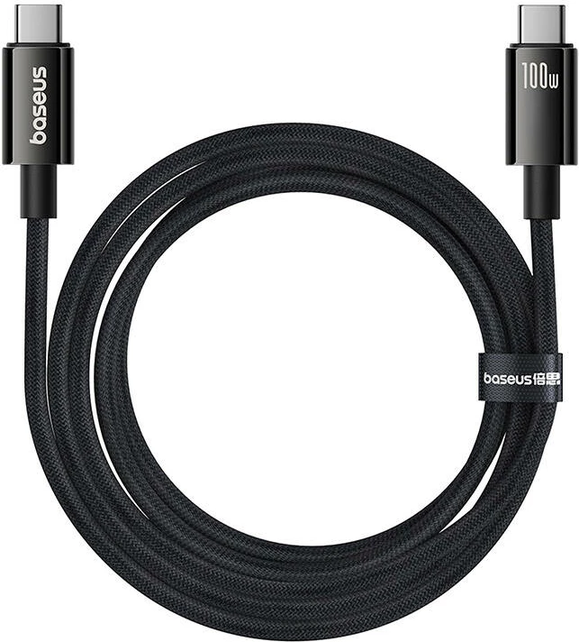 Kabllo USB-C në USB-C Baseus Tungsten Gold, 1.5m, 100W, e zezë