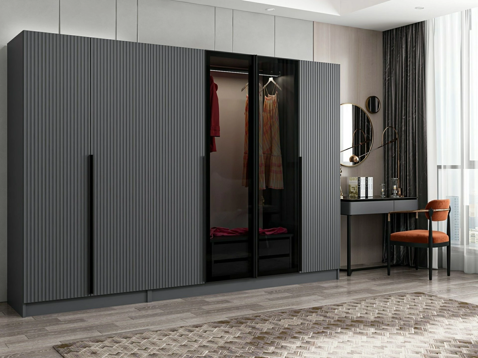 Dollap garderobe Skye Decor, ngjyrë fume, Kale Plus - 7804