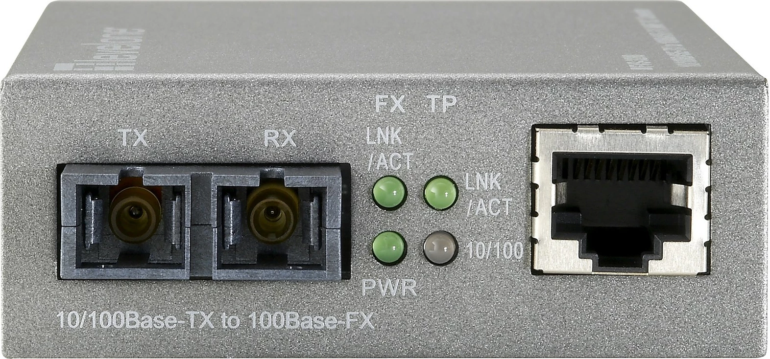 Konvertues media LevelOne RJ45 në SC, Fast Ethernet, Single-Mode Fiber, 20km, Gri