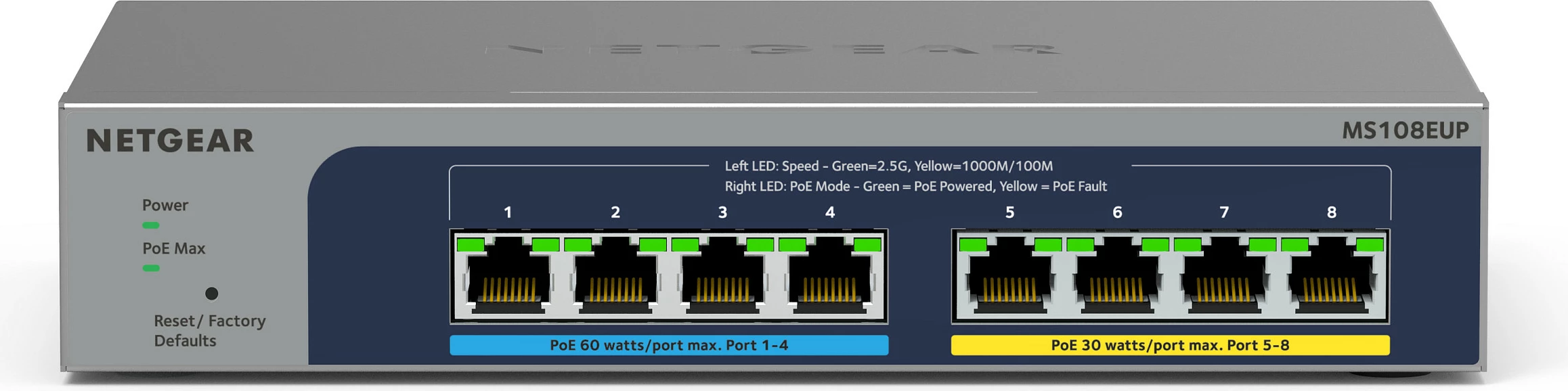 Switch NETGEAR 8-port Ultra60 PoE++ Multi-Gigabit, Managed, L2/L3, 2.5G Ethernet, Full duplex, PoE