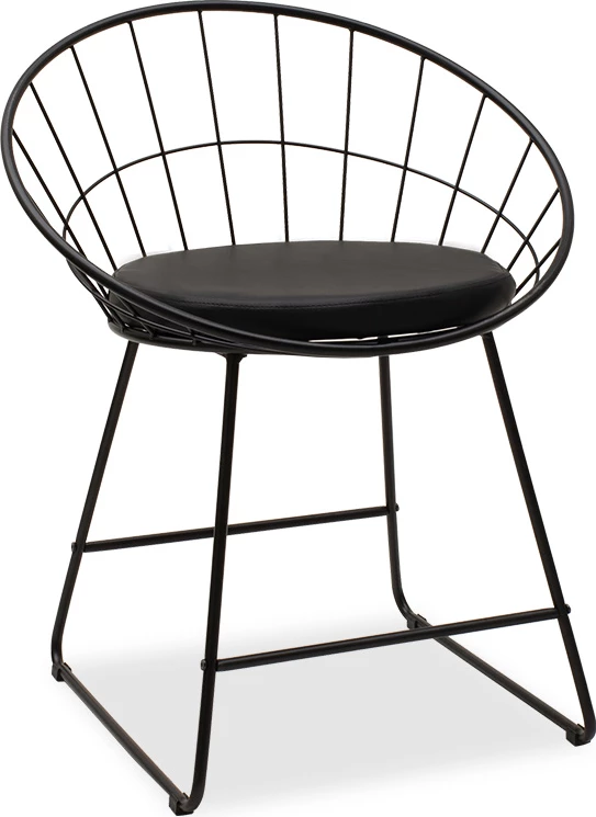 Karrige me metal të zi dhe jastëk PVC të zi