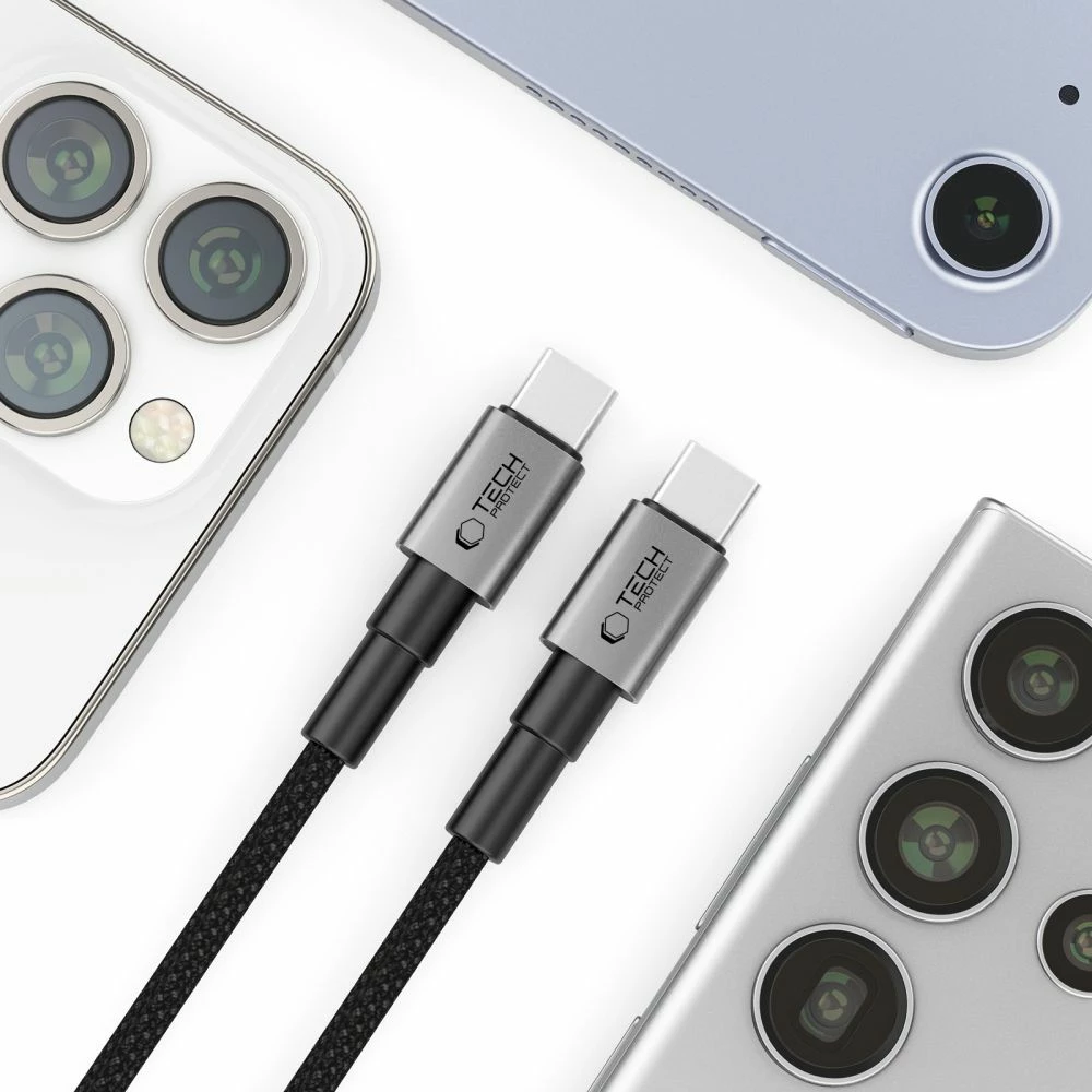 Kabllo USB-C Tech-Protect UltraBoost DNA, 300cm, 100W, Gri