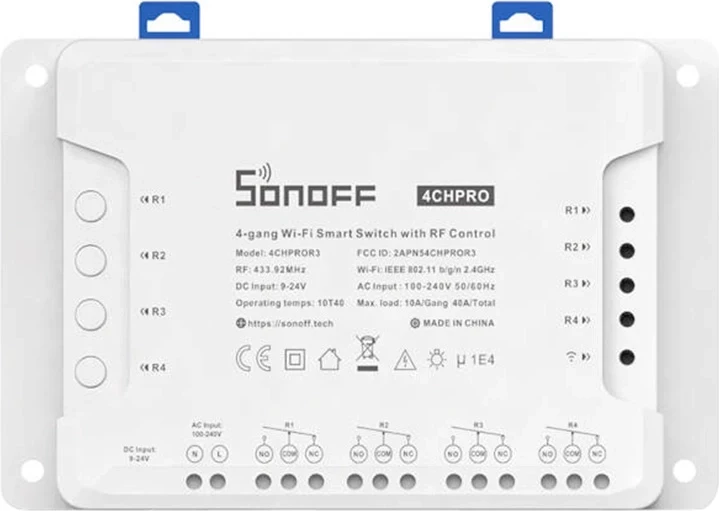 Switch i mençur Sonoff 4CHPROR3, WiFi, 4 kanale, i bardhë