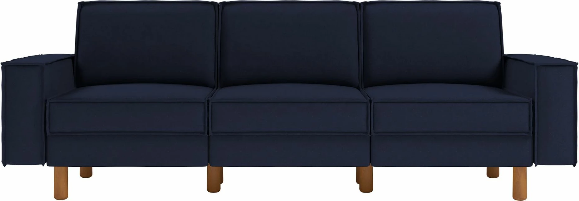 Divan treshe, ngjyrë blu nate, këmbë arrë, Atelier del Sofa Sparrow Extra