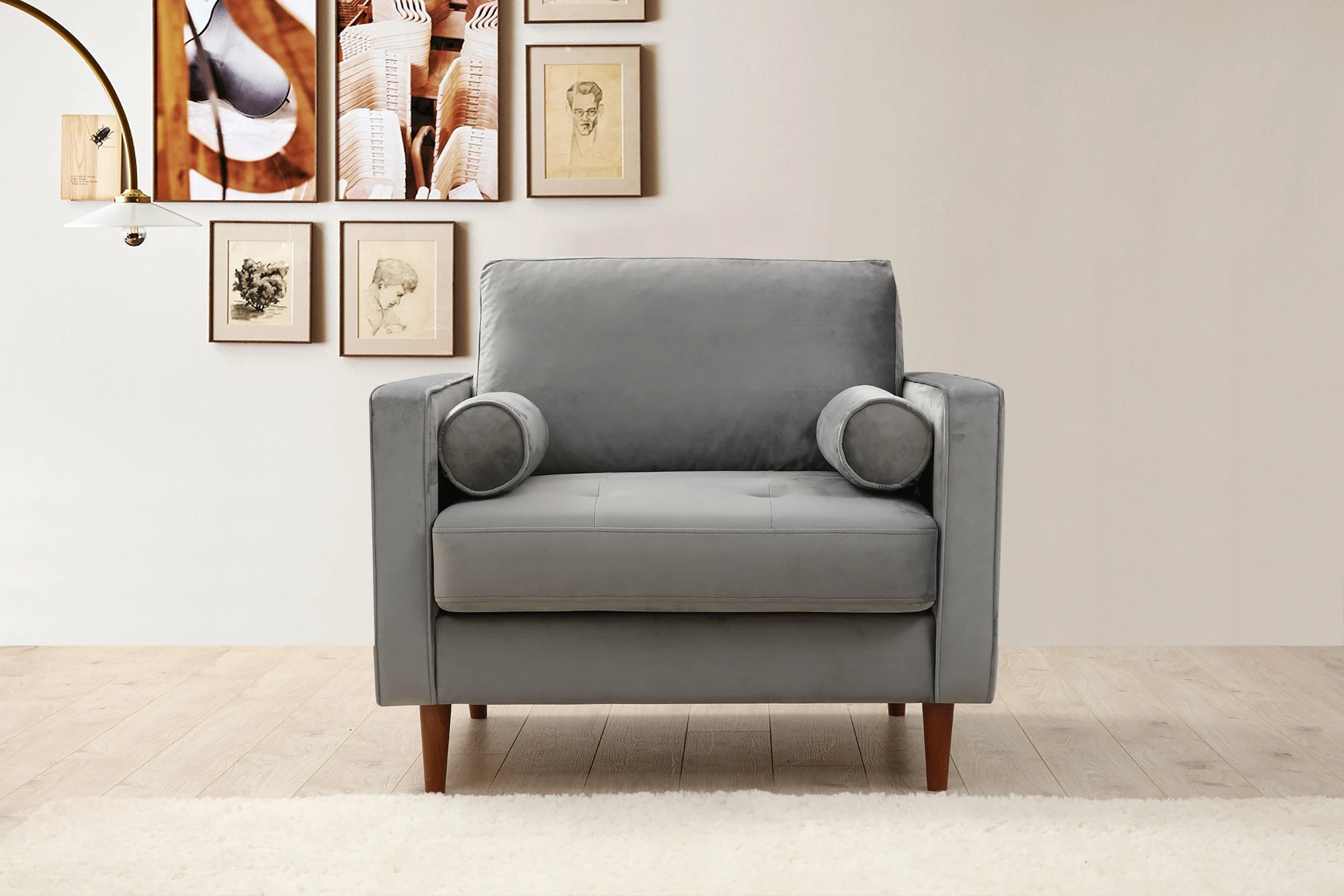 Karrige krahu Rome, ngjyrë gri e çelët, Atelier del Sofa