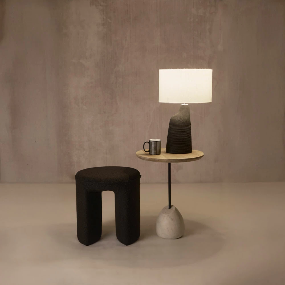 Tavolinë anësore PILEA 46, natyrale e bardhë, 46x46x58