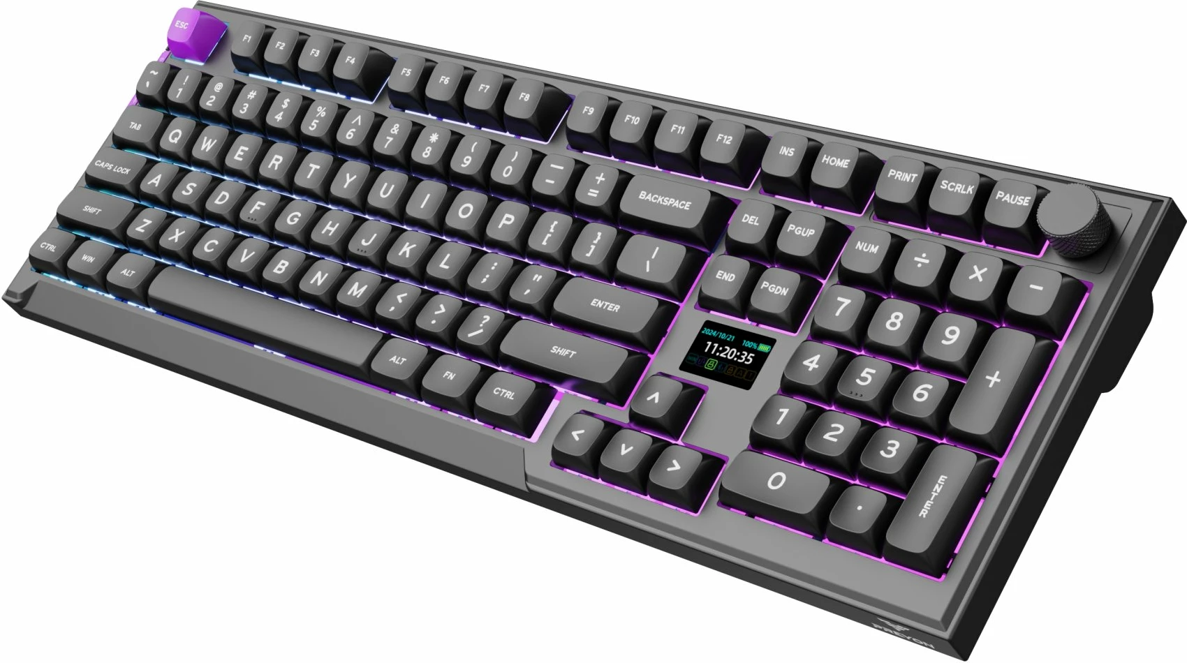 Tastierë mekanike PREYON Silent Claw PSCY105B, Gateron Yellow Pro, full-size 100%, RGB, wireless 2.4 GHz/Bluetooth/USB, e zezë