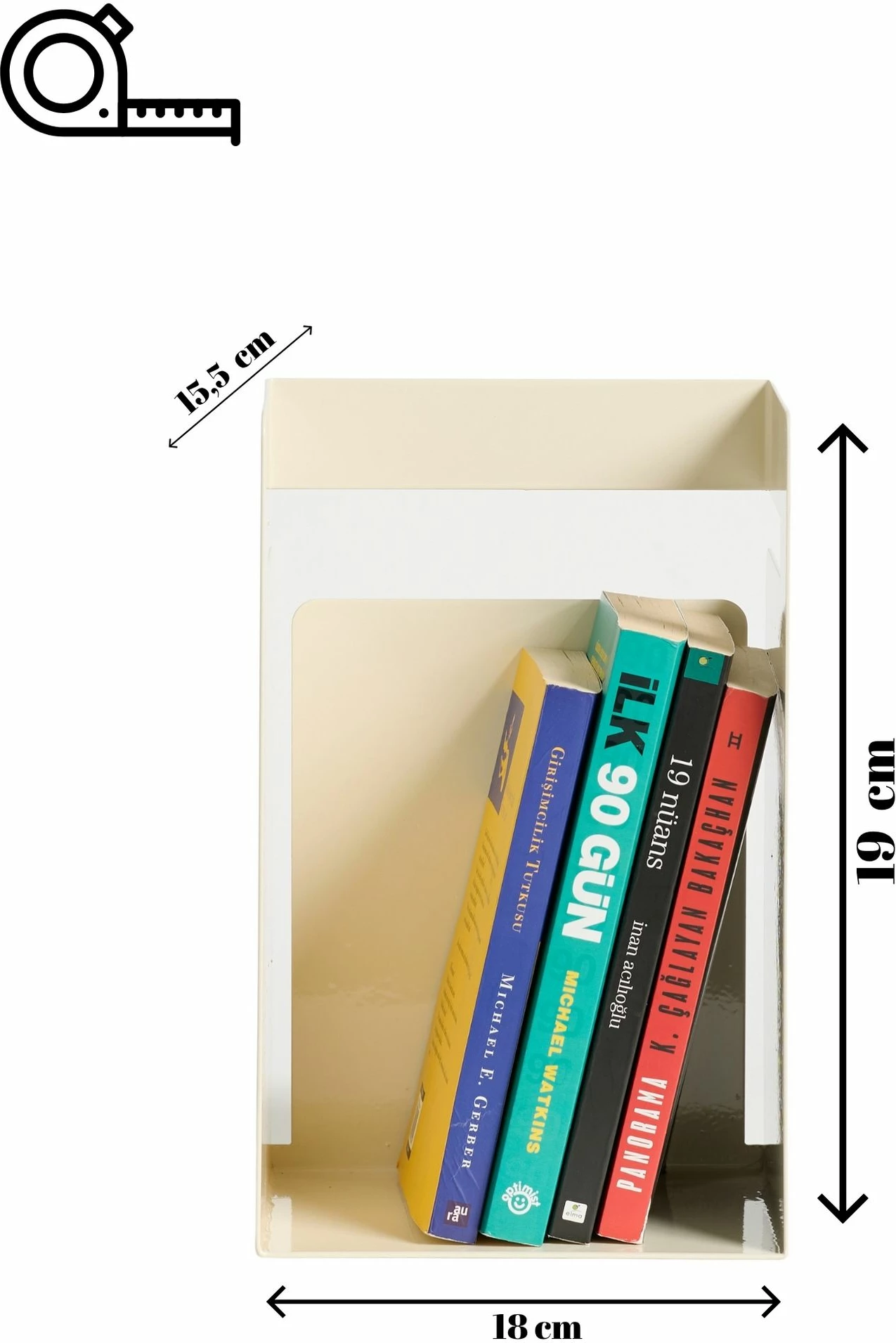 Mbajtës librash Skye Decor, formë kube, ngjyrë krem