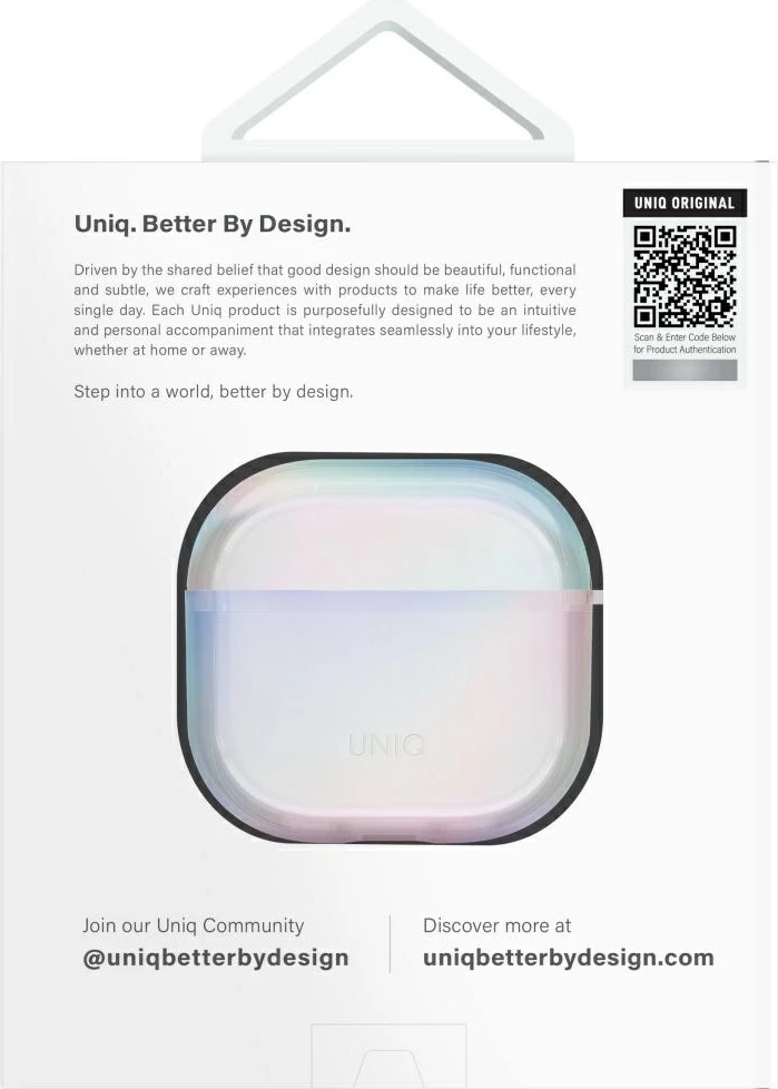 Mbështjellës UNIQ Iridescia për AirPods 4, me karabinë, Holo white
