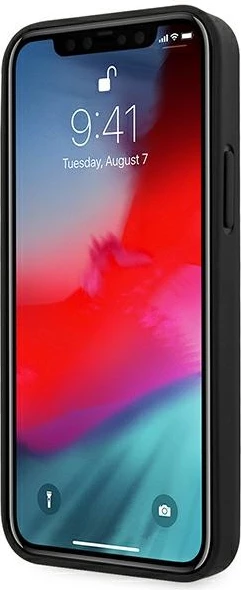 Mbështjellës BMW Deboss për iPhone 12 mini, lëkurë sintetike, i zi