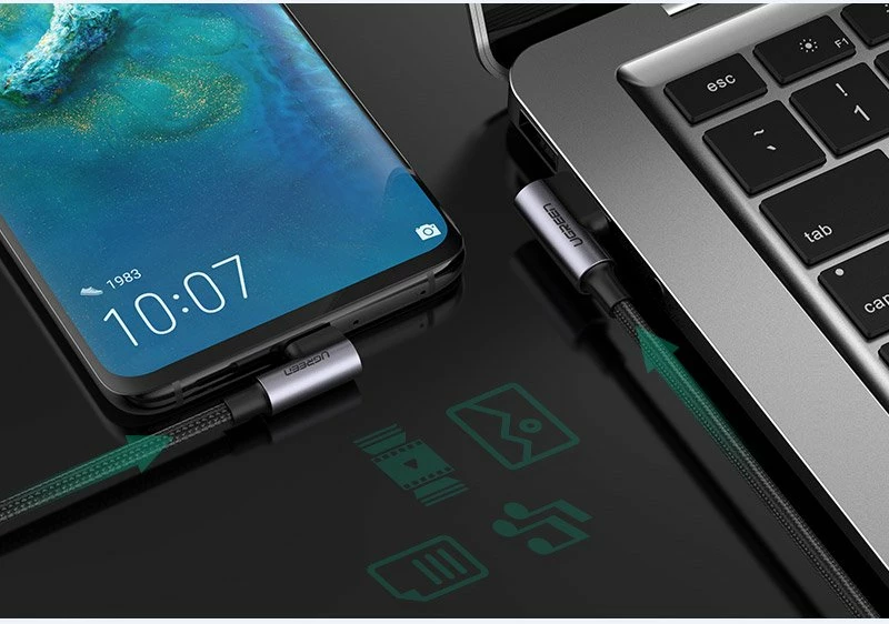 Kabllo Ugreen USB në USB Type-C, 2m, QC3.0, 3A, Gri