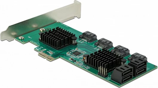 Kartelë zgjerimi PCIe DeLOCK x1, 8-Port SATA 6 Gbit/s, Low-Profile, e zezë/jeshile/gri