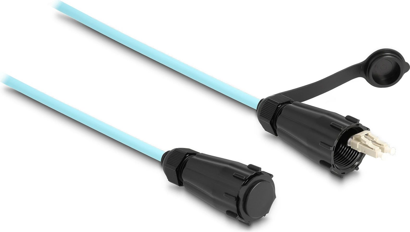 Kablë fibër optike DeLOCK LC-LC Duplex, OM3 multi-mode, IP68, 2 m, aqua