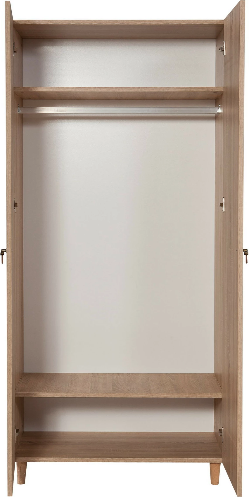 Dollap modern, ngjyrë sonoma oak, këmbë druri, doreza metalike e litar, Stil - 122, Skye Decor, 90x192x52cm