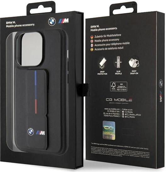 Mbështjellës BMW Grip Hot Stamp për iPhone 15 Pro Max, i zi