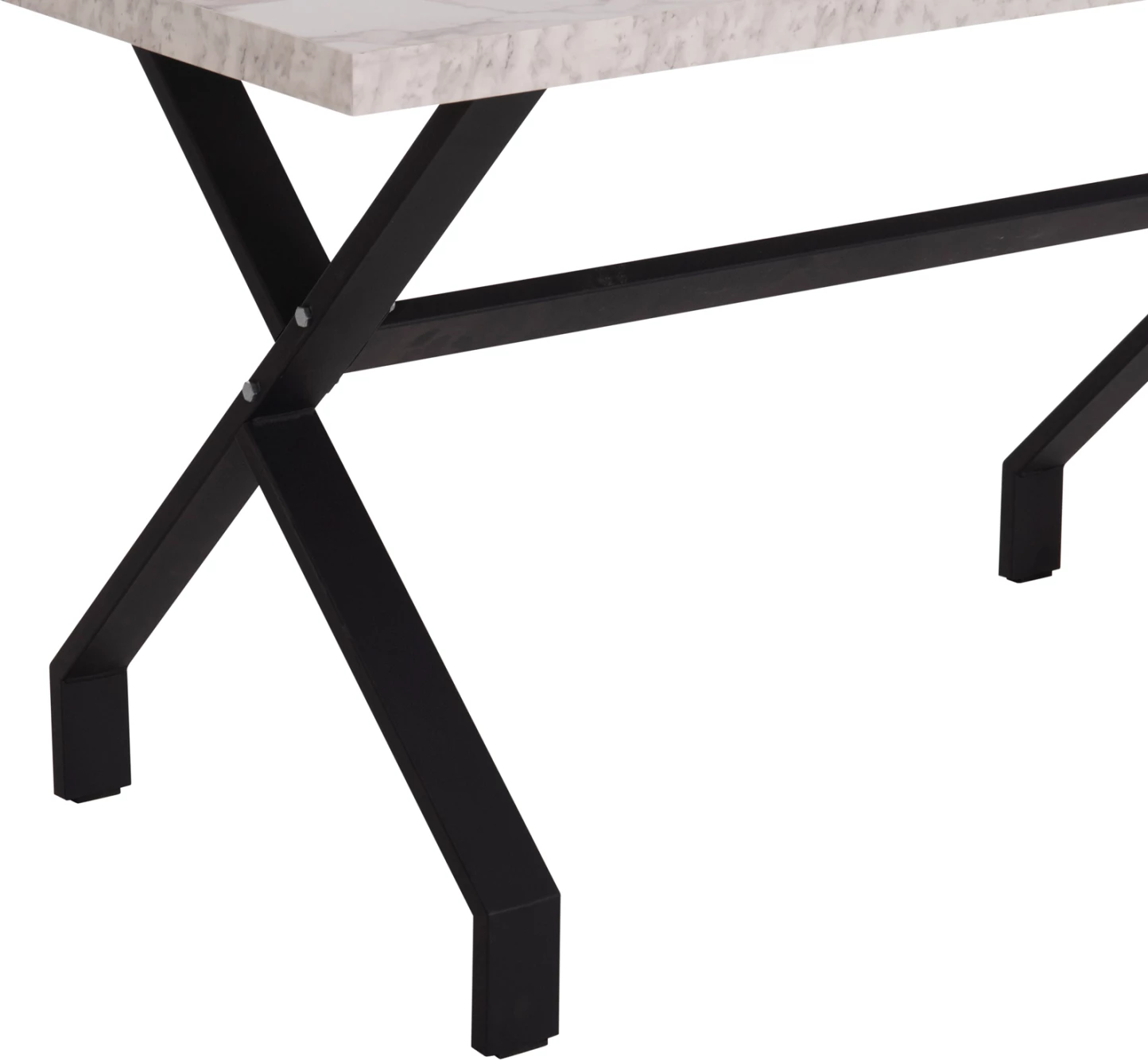 Tavolinë kuzhine LANA, pamje mermeri të bardhë, këmbë metalike të zeza, 140x70x72cm