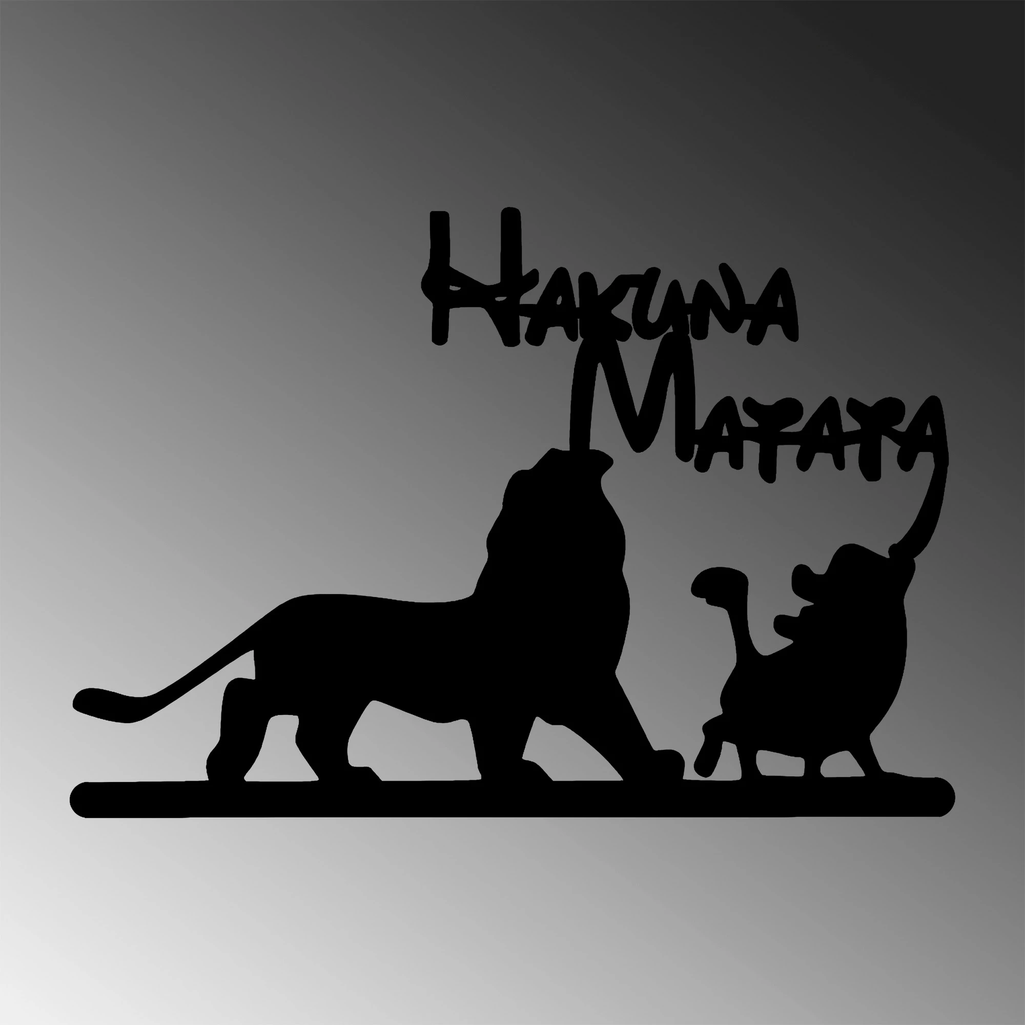Aksesor dekorativ metalik për mur, Hakuna Matata, luan dhe derrkuc