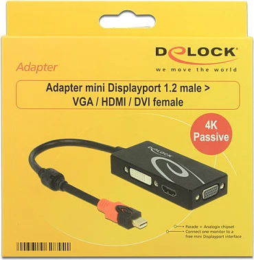 Adapter mini DisplayPort DeLOCK 62855, VGA/HDMI/DVI, 0.2m, 4K, i zi