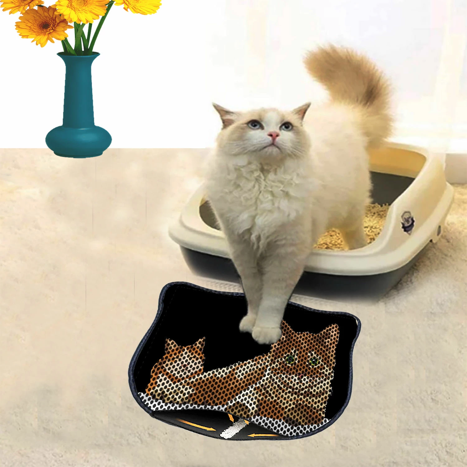 Tapet për rërë mace, shumëngjyrësh, Paws & Whiskers, Kdkafa0012