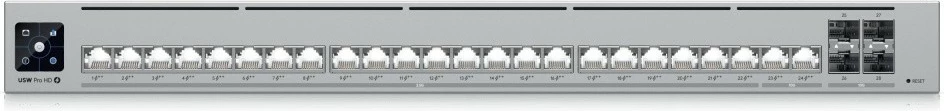 Switch i menaxhueshëm L2/L3 Ubiquiti USW-Pro-HD-24-PoE, 24x PoE++ (22x 2.5G + 2x 10G), 4x SFP+ 10G, buxhet PoE 600W, rack 1U, gri