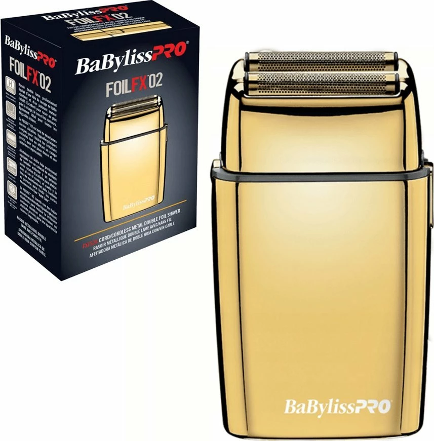 Makinë rroje BaBylissPRO PRO FoilFX02, foil titani, 2 koka, bateri 180 min, e artë