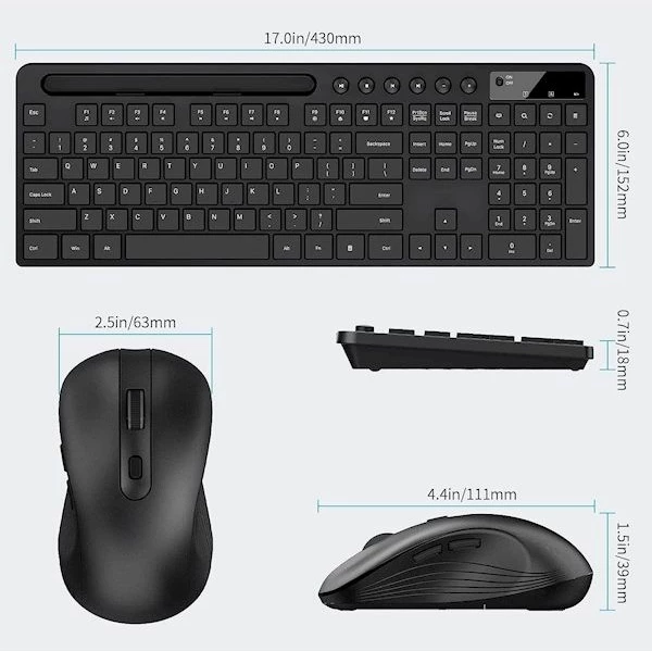 Set tastierë wireless + maus Marvo Office KC411W, layout SLO/HR, me mbajtëse telefoni/tableti, e zezë