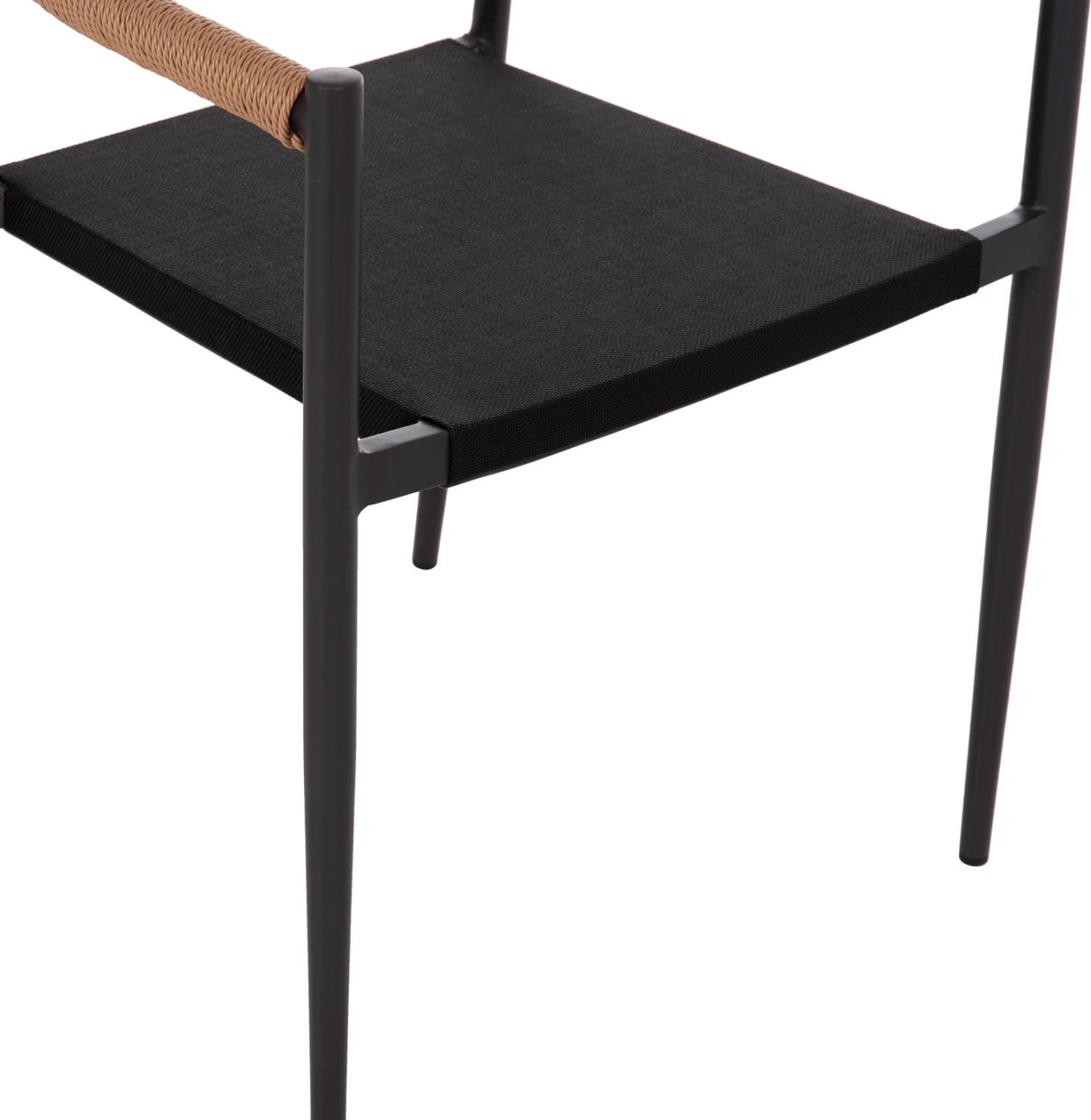 Karrige për tavolinë jashtë BERG FH6284.02 alumini & textilene ngjyrë gri e errët--P.E. rattan i përdredhur 55x56x79Hcm.