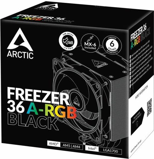 Ftohës procesori desktop ARCTIC Freezer 36 A-RGB, 2x120mm PWM PST, për Intel LGA1851/LGA1700 dhe AMD AM5/AM4, i zi