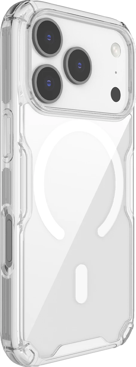 Mbështjellës Nillkin Nature TPU Pro MagSafe për iPhone 17 Pro, TPU+PC, qoshe me airbag, gjysmë-transparent, i bardhë