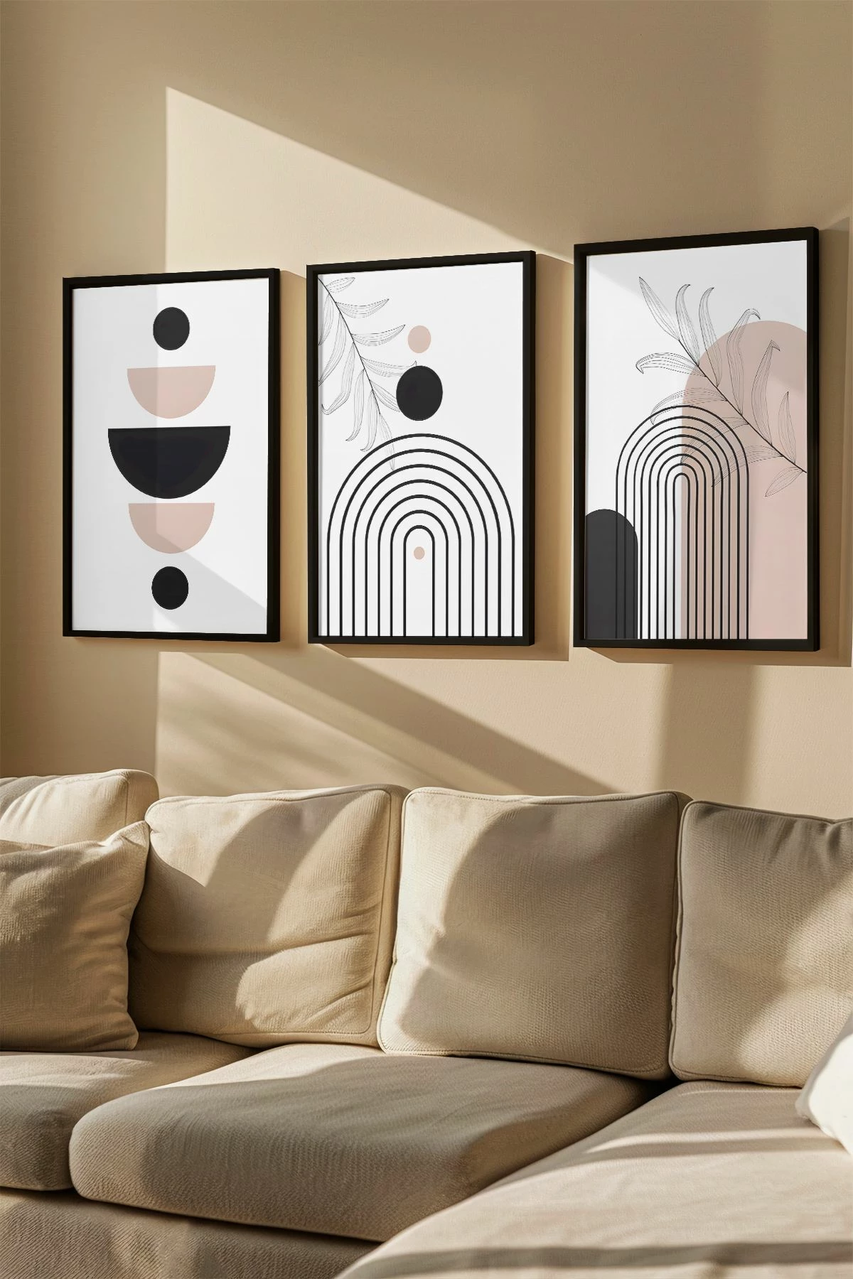 Pikturë dekorative me kornizë (3 copë), Wallity, Artvmodel12-Sıyah