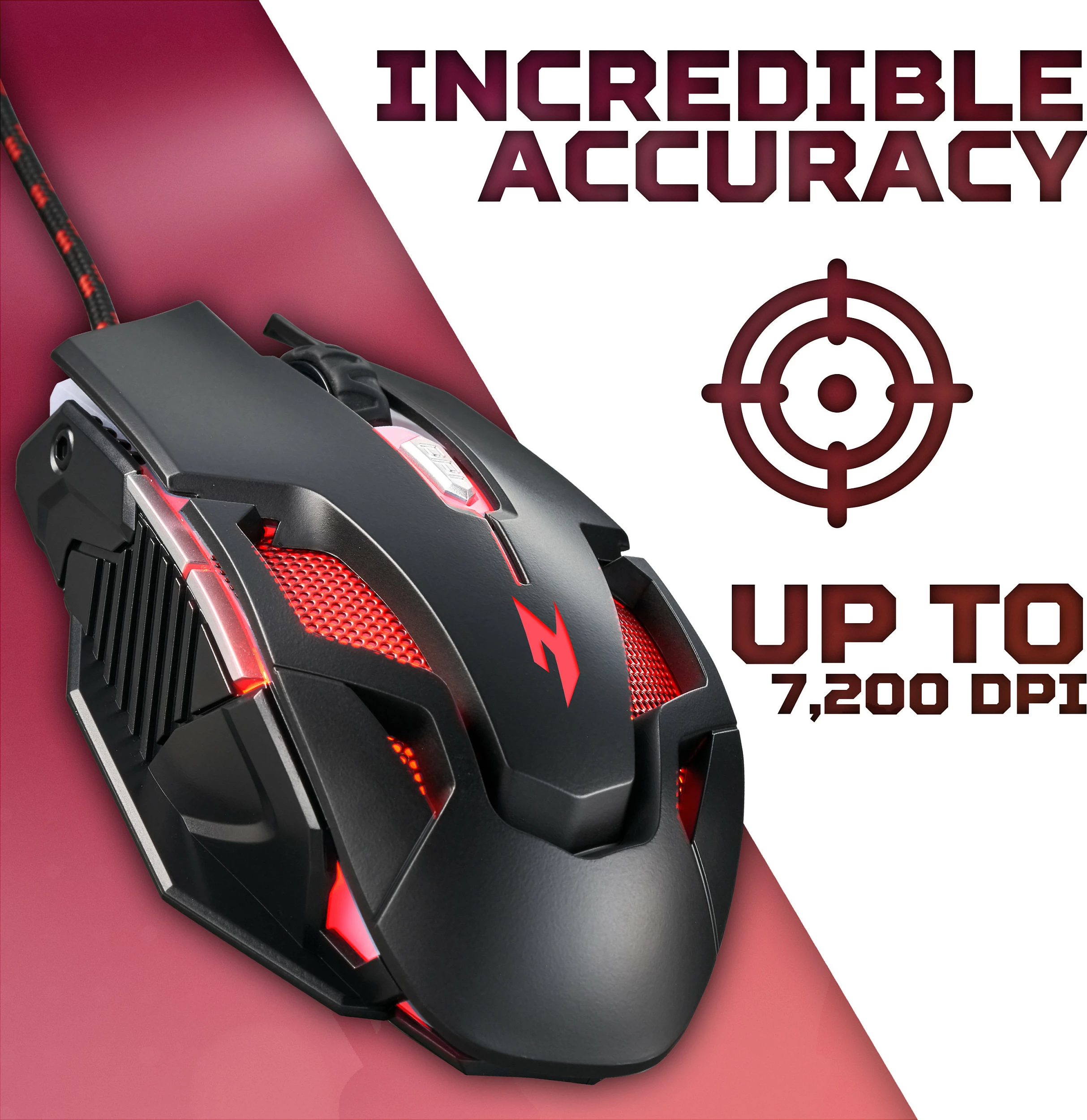 Maus gaming Acer Nitro NMW200, 7200 DPI, USB, i zi