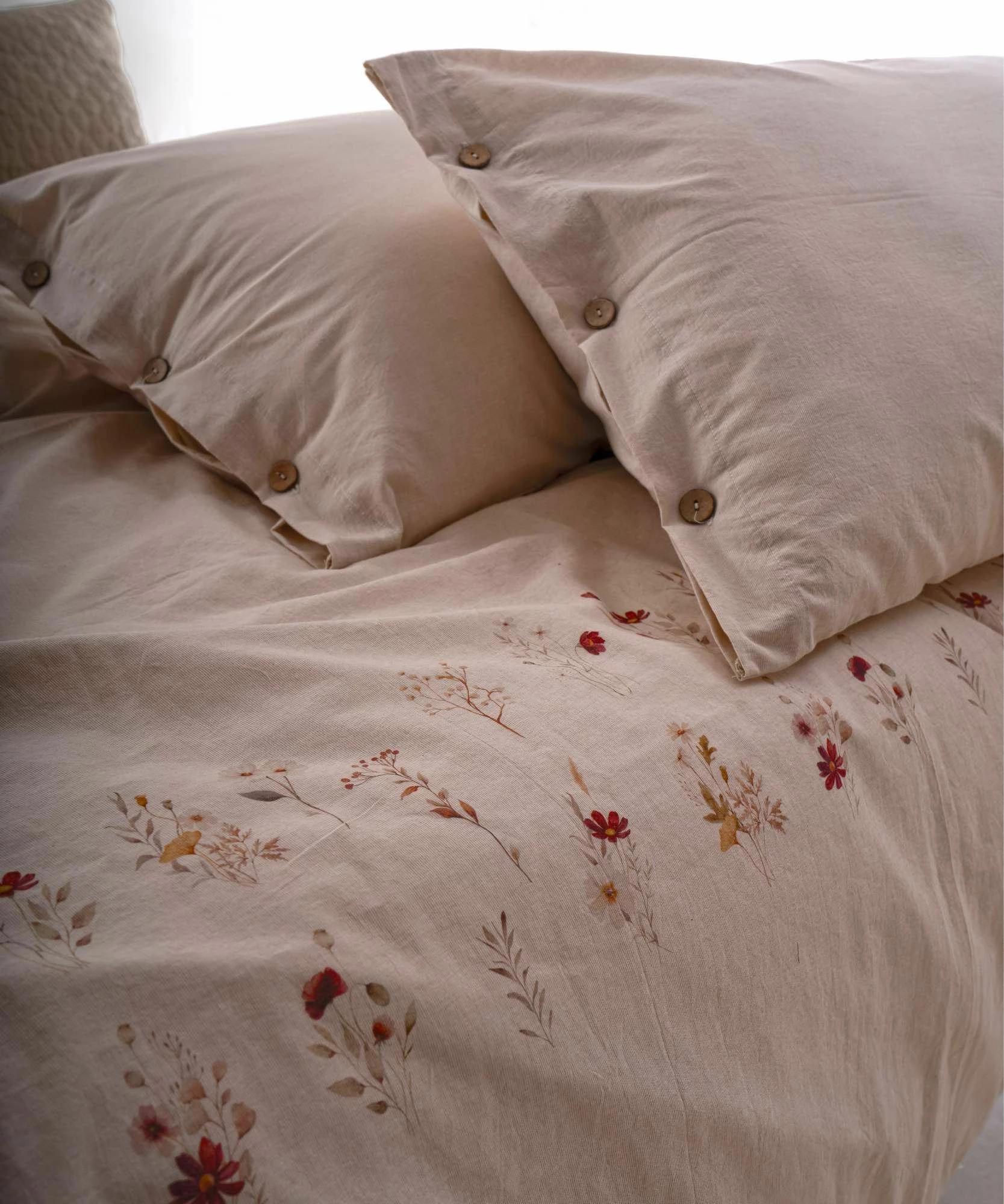 Set mbulesë për jorgan njëpersonësh, ngjyrë Dusty Rose, L'Essentiel Linge de Maison, Brise Printaniere