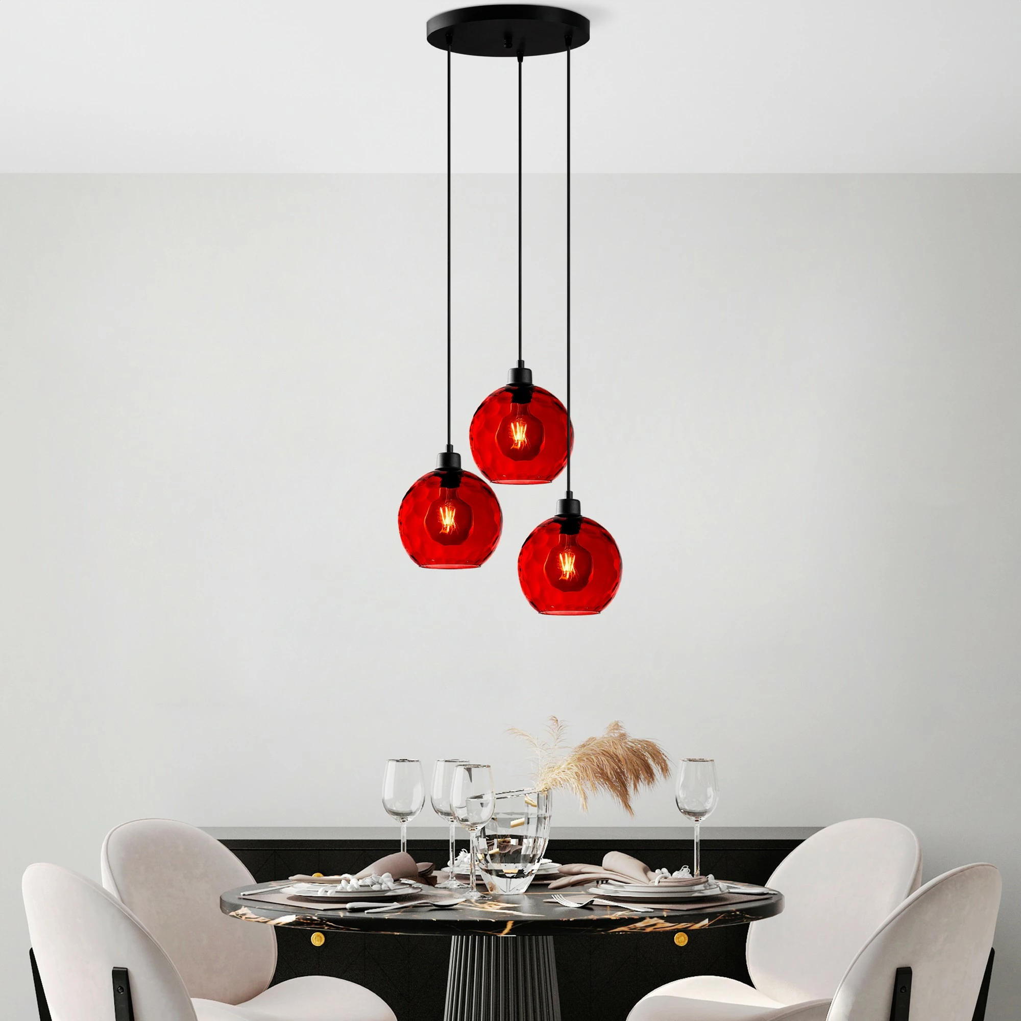 Llambë tavani Opviq Benek, metal i kuq, 44x44x120cm