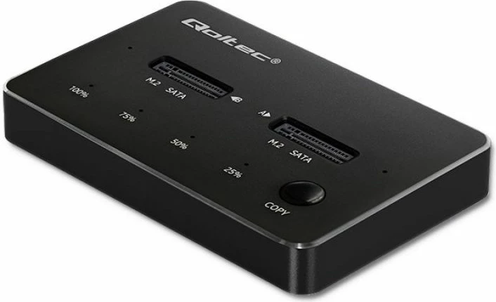 Doking stacion për SSD M.2 SATA Qoltec, 2x porta, e zezë