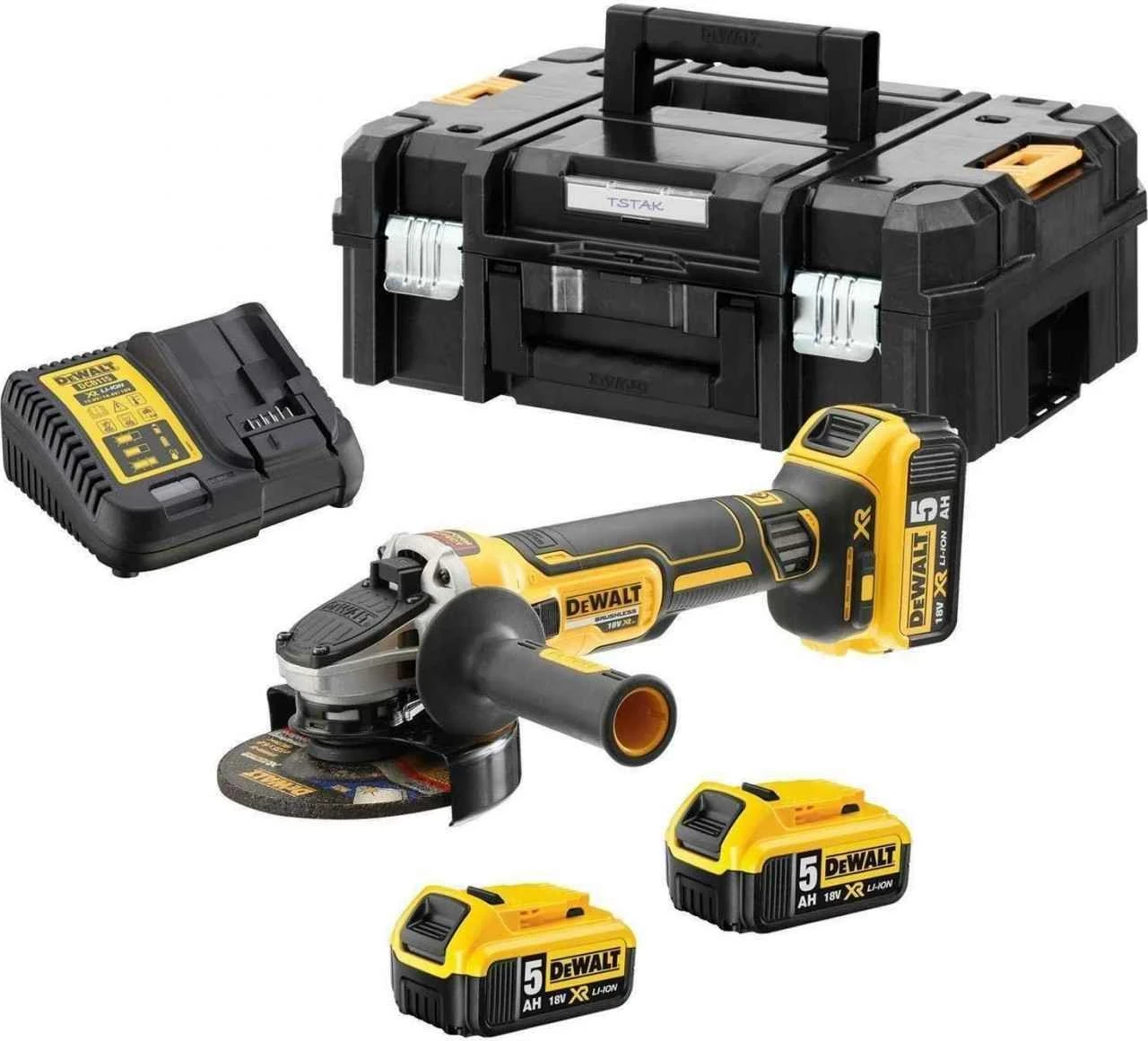 Fleks me bateri DeWalt DCG405P3 18V 125mm 3x5.0Ah set me kuti TSTAK