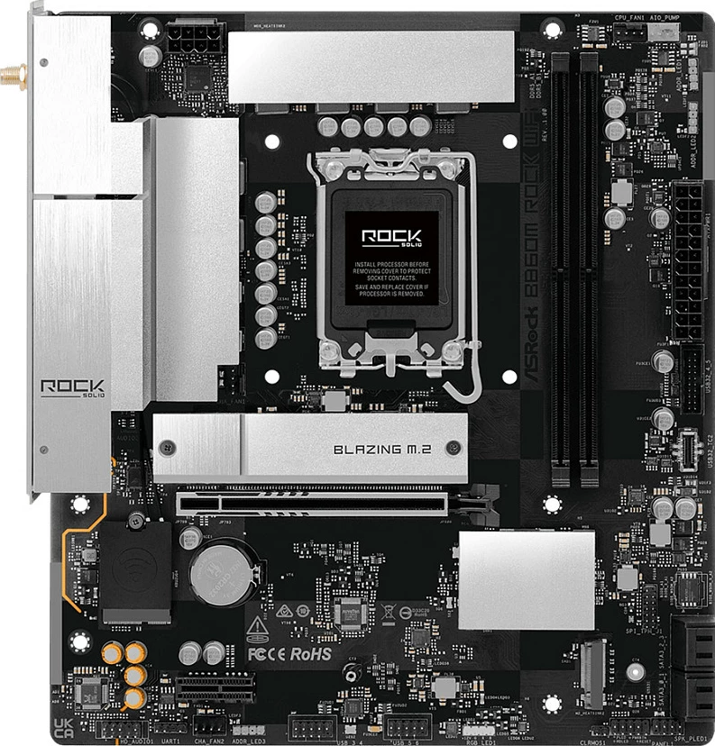 Pllakë amë ASRock B860M Rock WiFi, Socket 1851, micro ATX, DDR5, HDMI/DP