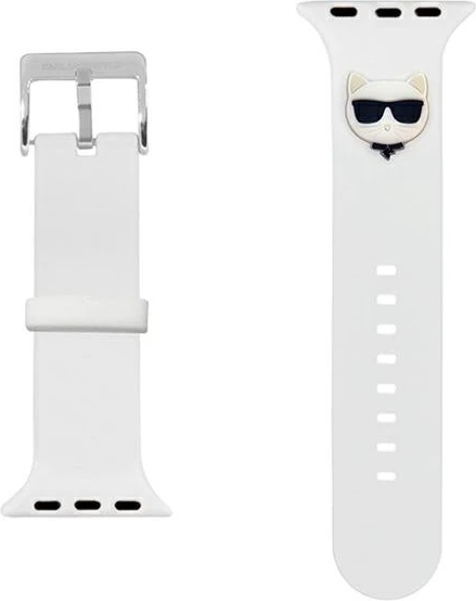 Rrip silikoni për Apple Watch Karl Lagerfeld Silicone Choupette Head, i bardhë, 38/40/41mm