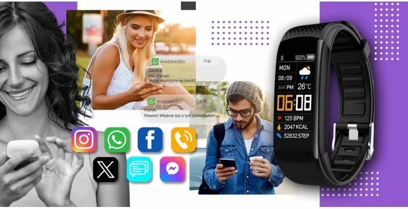 Smartwatch Giewont unisex, e zezë dhe e purpurtë