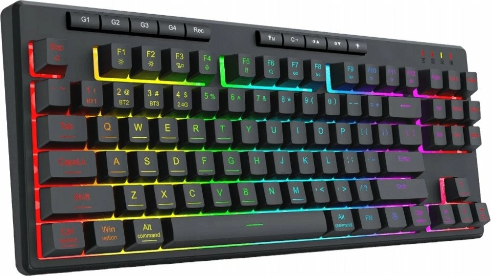 Tastierë gaming Redragon Shiva Pro K516RGB-PRO, TKL 87-taste, RGB, USB/2.4GHz/Bluetooth, e zezë