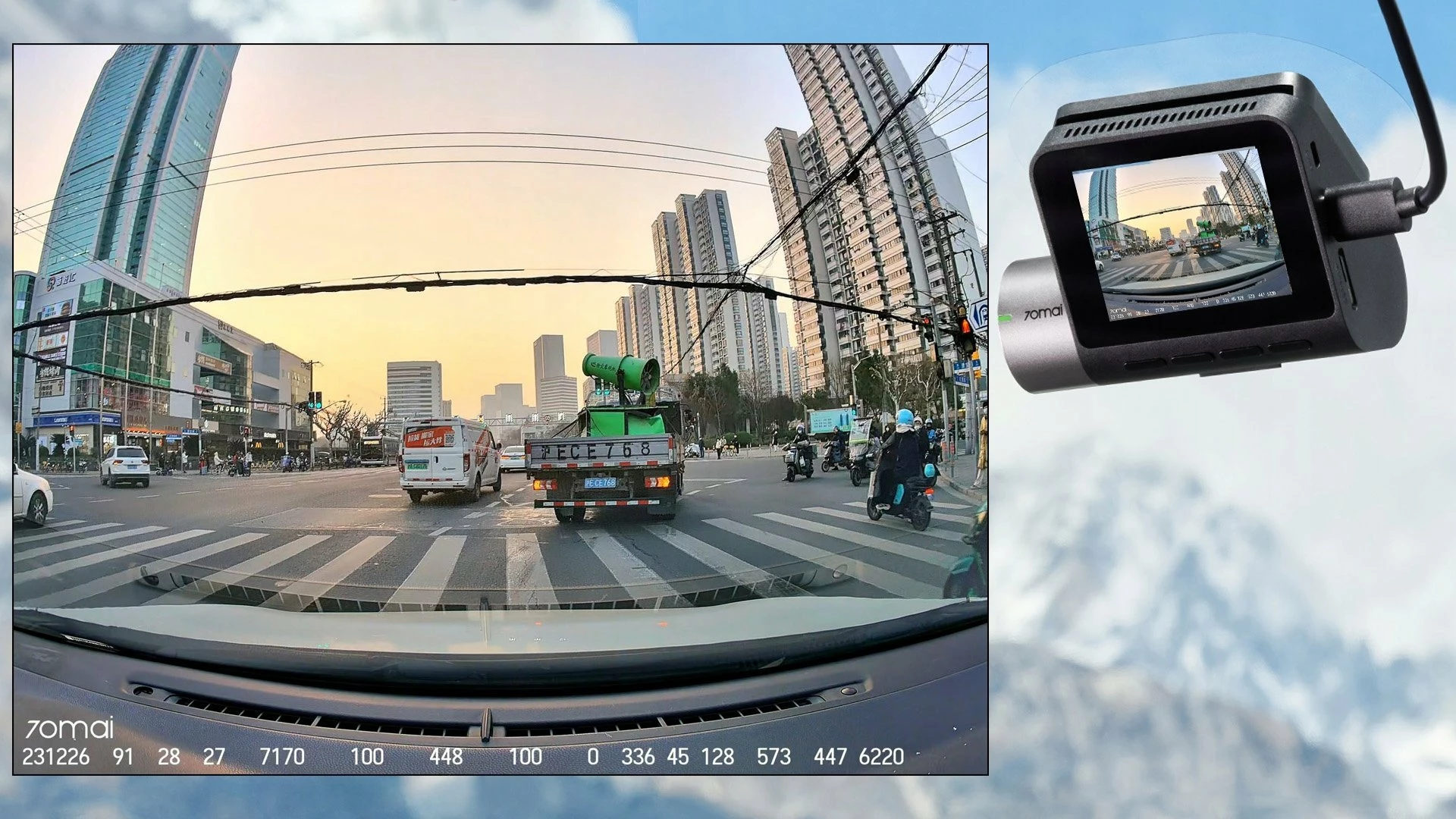 Kamerë regjistruese për veturë 70mai A510 1944p 60fps GPS 140° ekran 2" microSD deri 256GB, e zezë