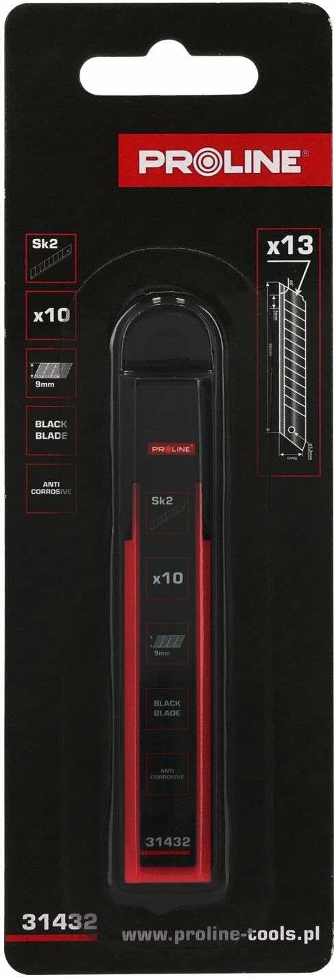 Tehe zëvendësuese për cutter PROLINE 31432 9 mm x 0.38 mm SK2, set 10 copë, të zeza