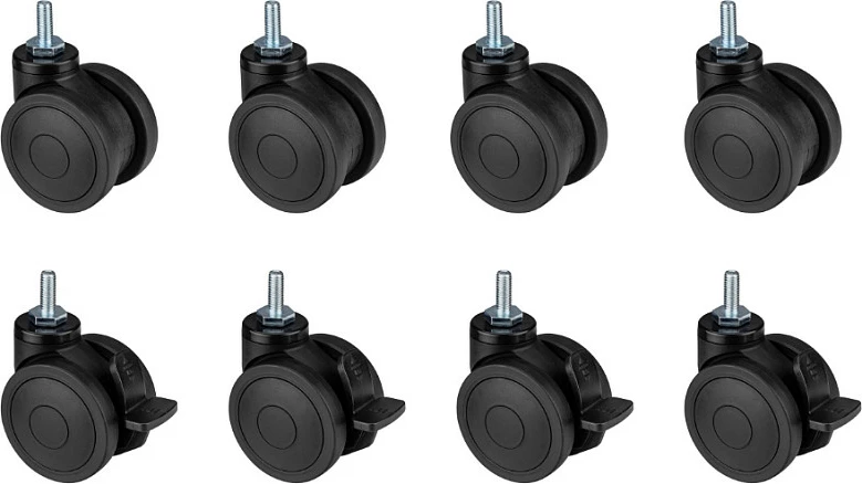 Rrota kastor Oplite GTR S8, set 8 copë, 4 me frena, gome 63 mm, 360°, e zezë
