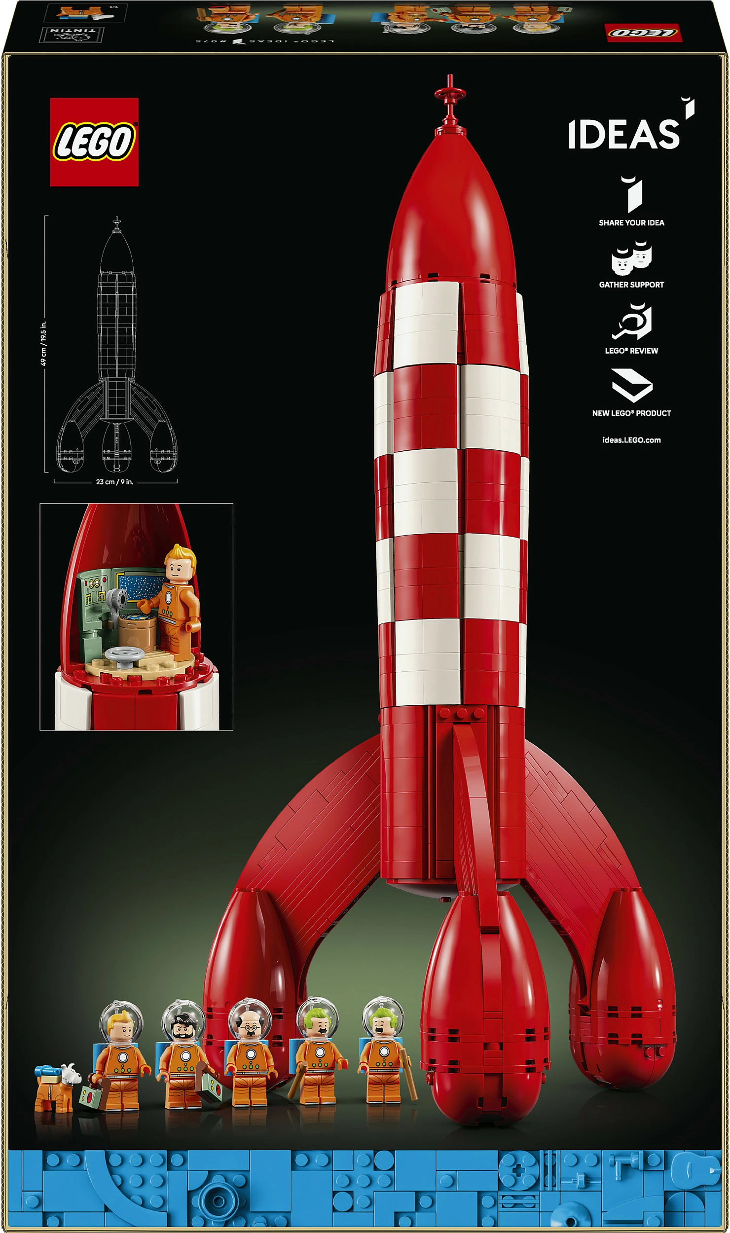 Set ndërtimi LEGO Ideas 21367 Tintin Moon Rocket, 1283 pjesë, 18+, multikolor