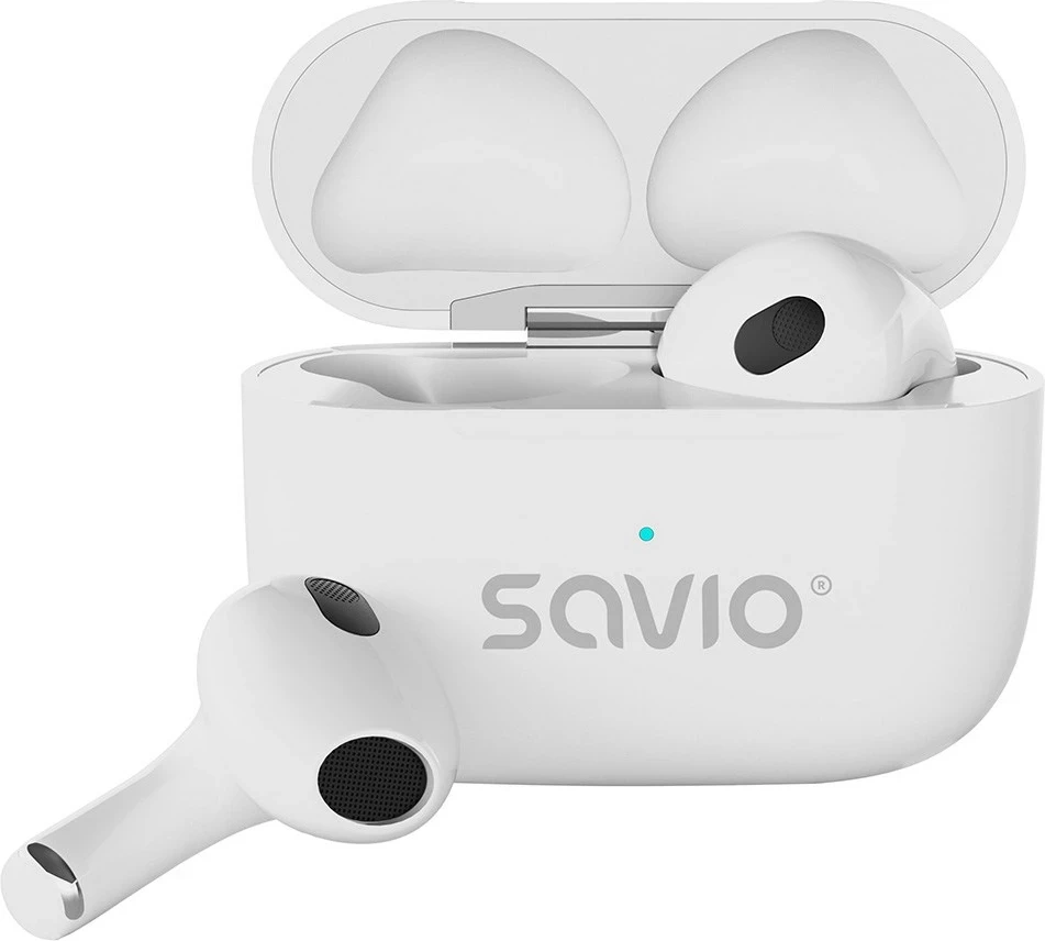 Kufje SAVIO TWS-01 PRO, wireless, earbuds, të bardha