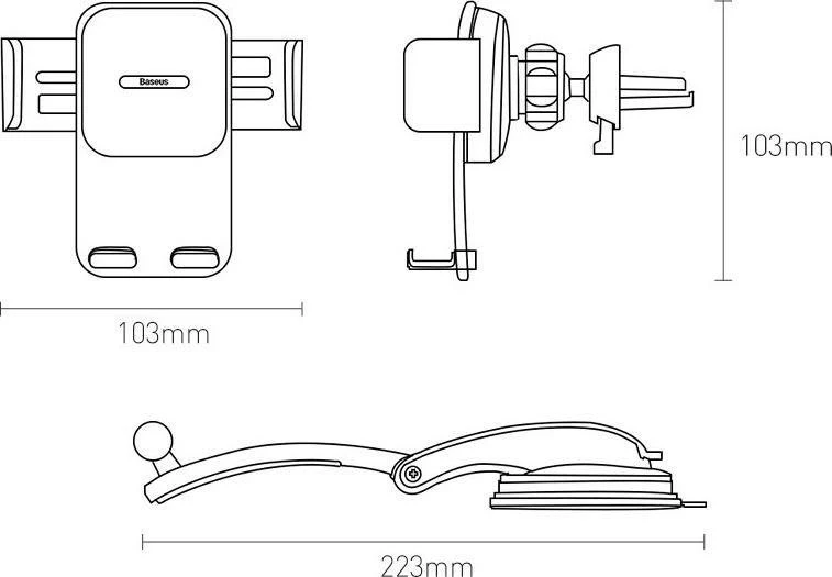 Mbajtës telefoni për makinë Baseus Easy Control Clamp SUYK000-001, i zi