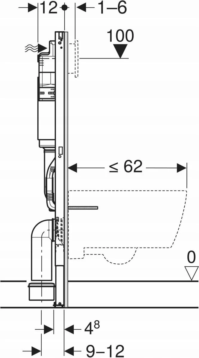 Kornizë e fshehur për WC Geberit Duofix Basic H112, Delta 12 cm (111.153.00.3)